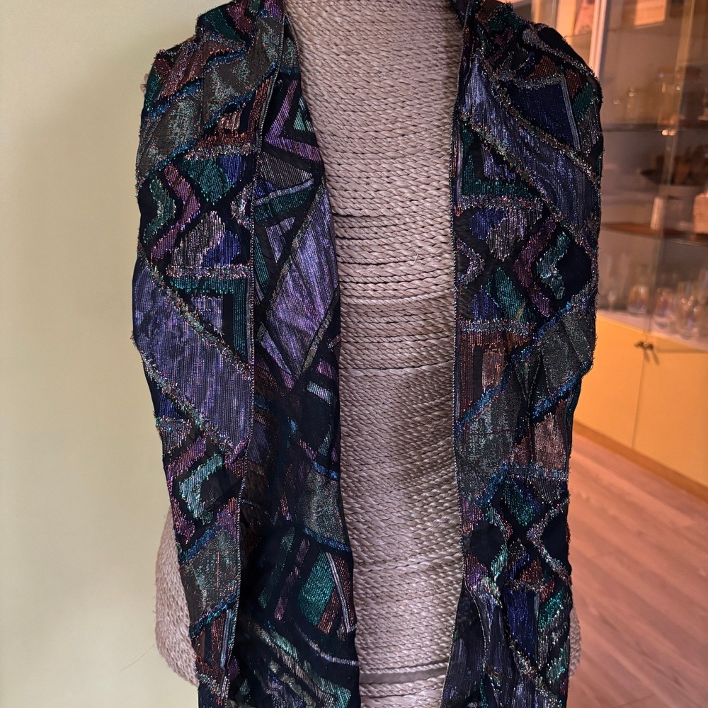 Sheer Sparkle Scarf,‎ Abstract Print, Elegant Evening Accessory - Picture 5 of 6